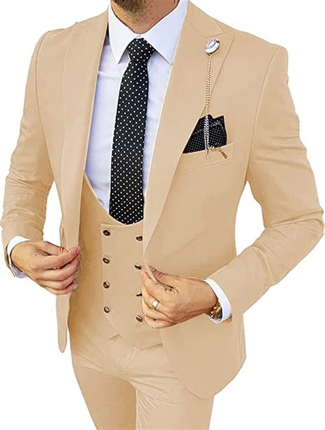 Buy Zeattall Men's Formal Wedding Suits Slim Fit One Button Blazer ...