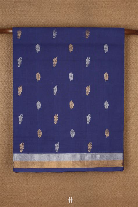 Floral Buttas Berry Blue Venkatagiri Cotton Saree – Sundari Silks