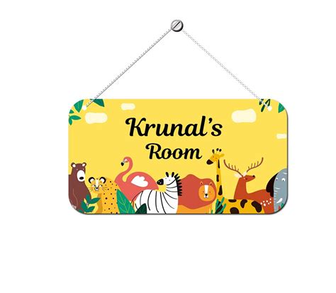 Buy ARTBUG Jungle Theme Customizable Name Door Name Plate for Kids Room ...