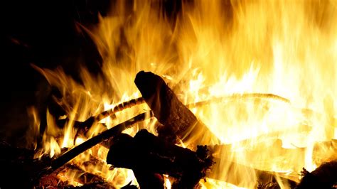 Download wallpaper 2560x1440 bonfire, logs, fire, dark widescreen 16:9 ...
