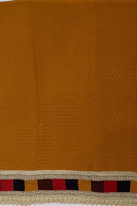 Brown Color Cotton Chikan Embroidered Fabric - Elegant Cotton ...