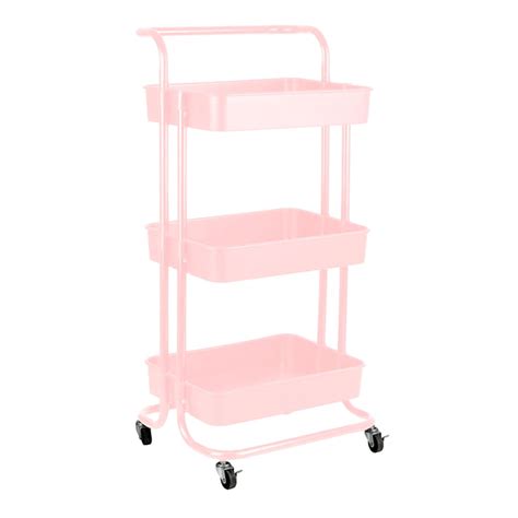 3-Tier Rolling Cart Pink | At Home