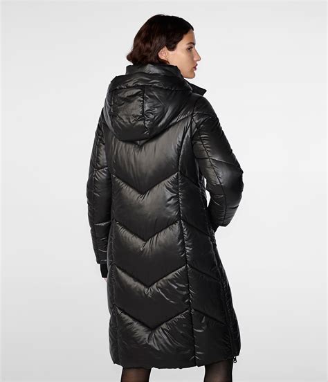Women's Quilted Puffer Trench Coat In Black - Arcane Fox - L / Black ...