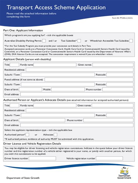 Fillable Online Transport Access Scheme Information and Application Fax ...
