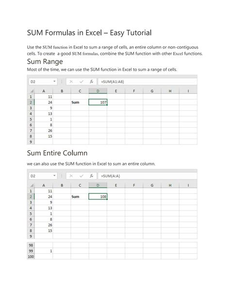 Excel Spreadsheet Formulas Sum 的图像结果