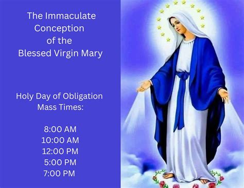 Mass Times for the Immaculate Conception of the Blessed Virgin Mary ...