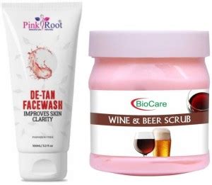 PINKROOT De Tan Facewash 100ml and Biocare Wine & Beer Scrub 500ml ...