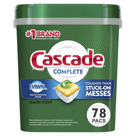 Cascade Complete ActionPacs Dishwasher Detergent, Lemon Scent, 78 Ct ...