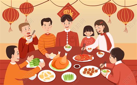 全家福一家人吃团圆饭除夕春节聚会新年一家人图片素材免费下载 - 觅知网