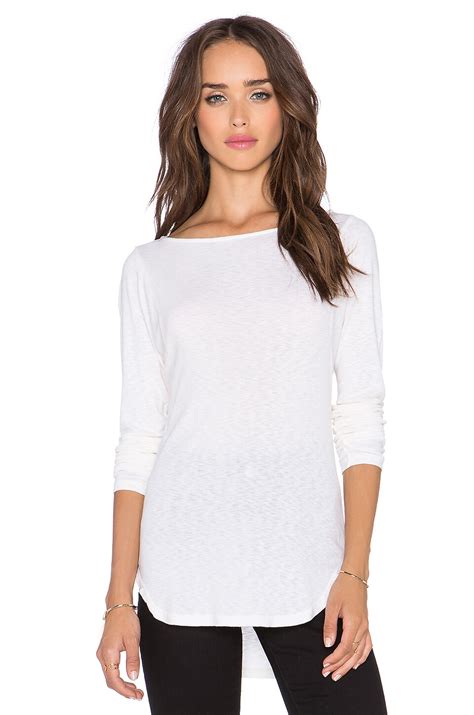 Michael Stars Wide Neck High Low Top in Porcelain | REVOLVE