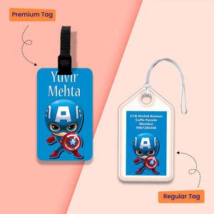 Personalized Bag Tags for Kids - Set of 5 - Captain America