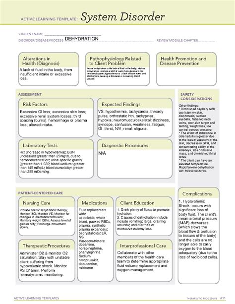 Dehydration - ATI System Disorder - ACTIVE LEARNING TEMPLATES ...