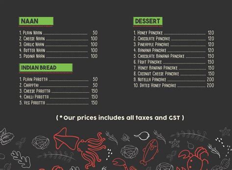 Menu at Bambino Beach Restaurant, Mahabalipuram