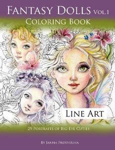 Fantasy Dolls Vol.1 Coloring Book Line Art: 25 Portraits of Big Eye ...