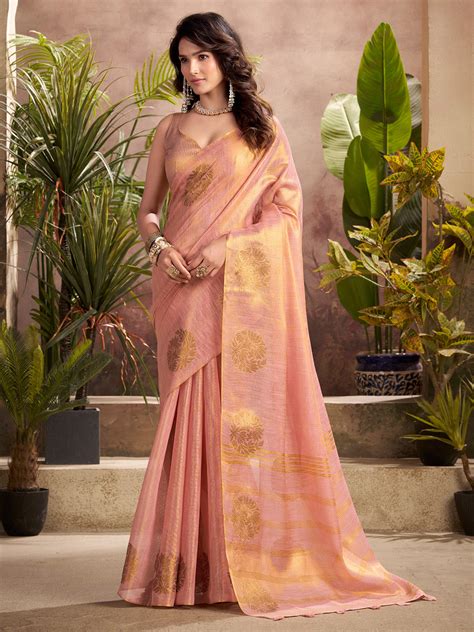 Buy Light Pink Tissue Silk Adorned With Gorgeous Woven Butta Saree With ...