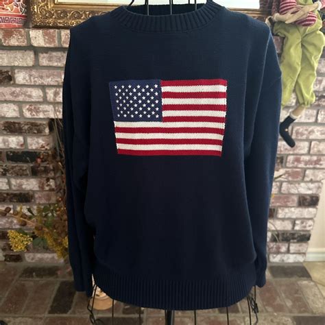 Navy blue American flag knit sweater In excellent... | Depop
