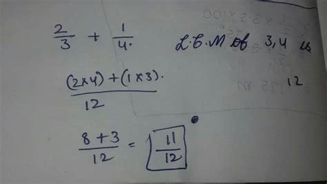 addition of 2/3 and 1/4 by using butterfly method - Brainly.in
