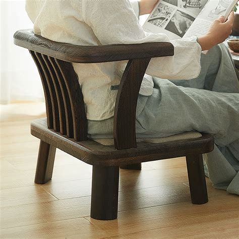 日式实木矮椅子靠背小凳子飘窗榻榻米座椅护腰床上椅和室椅无腿椅