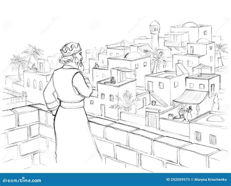 David and Bathsheba. Pencil Drawing Stock Illustration - Illustration ...