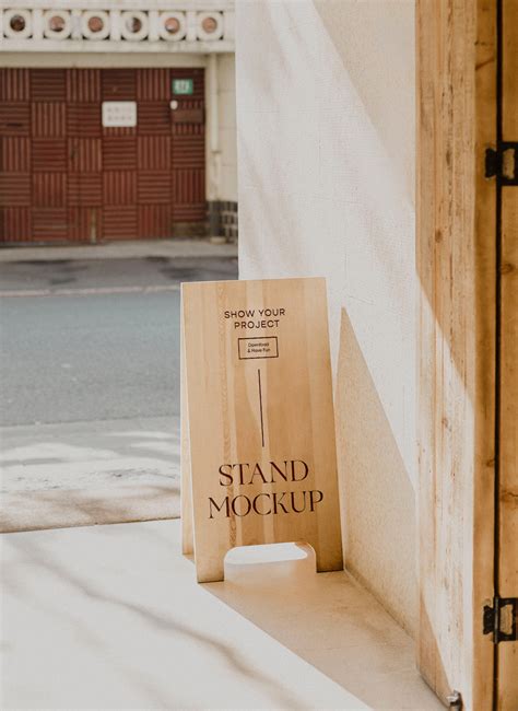 Wood Stand Free Mockup | Free Mockup World