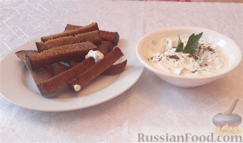 Рецепт: Гренки с чесночным соусом, к пиву на RussianFood.com