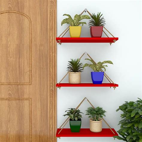 Trilateral White Rectangular Wooden Hanging Planter with Rope Set of 3 ...