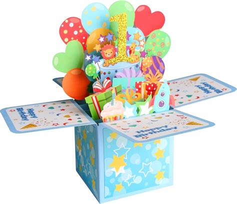 Happy 1th Birthday 3D Pop Up Birthday Card 3D Popup Greeting Cards ...