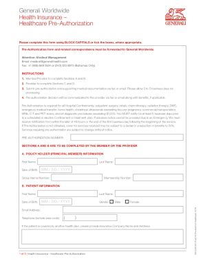 2011 Form Generali Worldwide Health Insurance Healthcare Pre ...