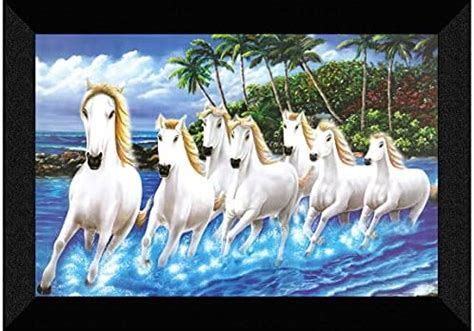 SAF paintings 7 Running Horses in Water UV Teatured Digital Reprint ...
