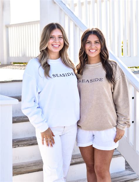 White Seaside Corded Embroidered Sweatshirt - The Seaside Style