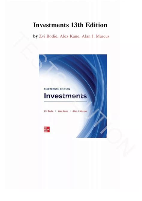 Solution Manual - for Investments 13th Edition by Zvi Bodie, Alex Kane ...