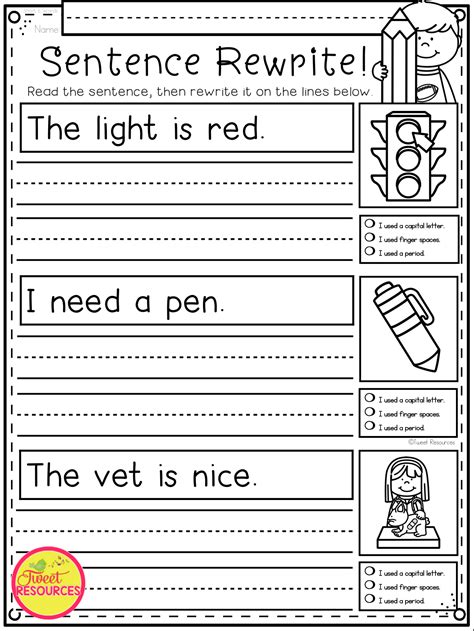 Sentence Writing Worksheets 1st Grade | Writing Worksheets