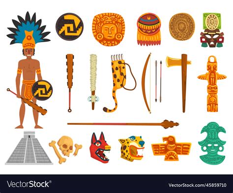 Maya traditional symbols set ancient maya Vector Image