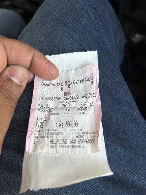 Telangana State Road Transport Corporation [TSRTC] — Ticket fare ...