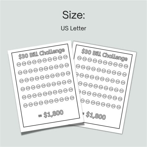 30 Dollar Bill Challenge Printable Money Saving Challenge - Etsy