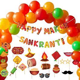 Festiko® 46 Pcs Happy Makar Sankranti Decoration Combo (Banner/Props ...