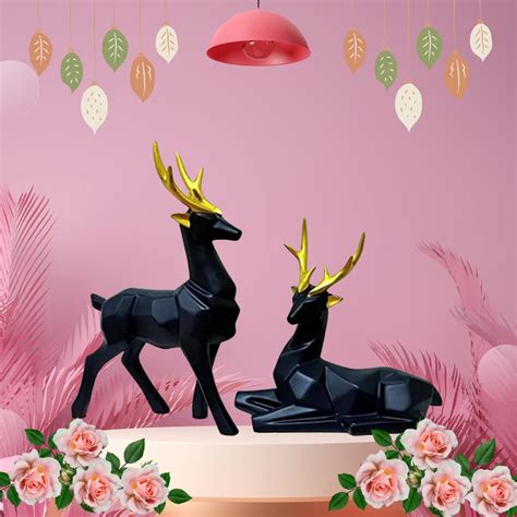Buy Lodhiya Decor Deer Showpiece Home Decor & Office Decor Figurine ...