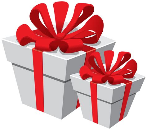 White Gift Boxes with Red Bow PNG Clipart - Best WEB Clipart