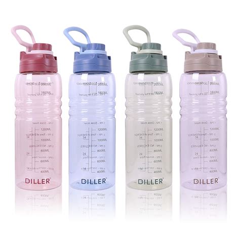 Buy 2 Litre Water Bottle 2L 2ltr With Straw Time Markings Large Bottle ...
