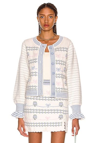 LoveShackFancy Keoni Cardigan in Blue Bells Bouquet | FWRD