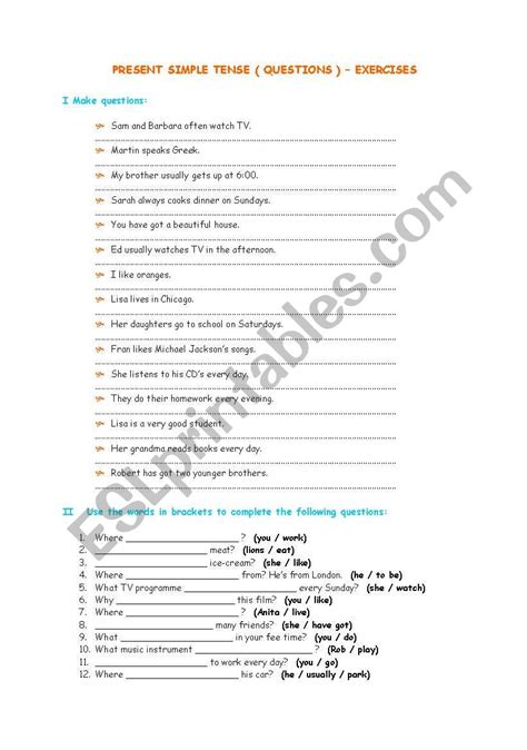 Present Simple Questions Exercises 的图像结果