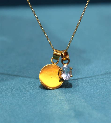 Aquamarine March Birthstone with Initial Pendant and Chain Made of Fin ...