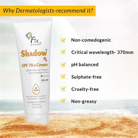 Shadow Sunscreen SPF 70+ Cream – Fixderma Skincare