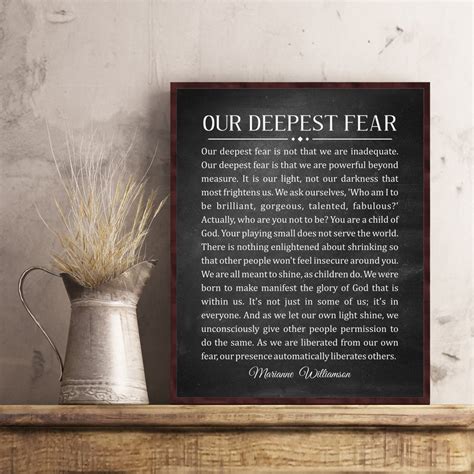 Our Deepest Fear by Marianne Williamson Deepest Fear Poem Wall Art Print Quote Powerful Beyond ...