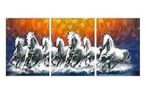 SAF paintings Vastu Seven Running Horse Multieffect UV Textured 6MM MDF ...