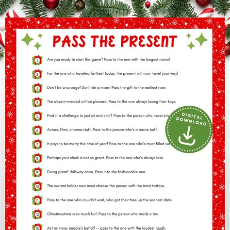 Pass the present christmas game pass the gift game printable christmas ...