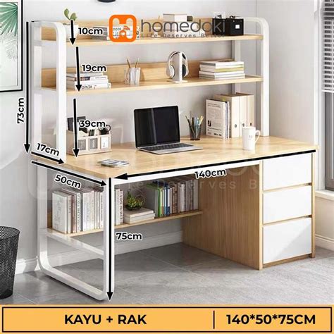 Promo Homedoki Meja Kantor Dengan Laci/Meja Kerja Kayu/Meja Belajar ...