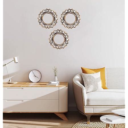 Buy Art Street Golden Set of 3 Square Shape Decorative Wall Mirror for ...