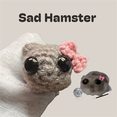 Sad Hamster Singing Plush Toy Meme Tiktok Keychain With Big Eyes Pink ...