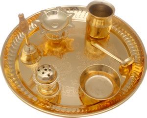 Tedlayer Gold Plated Decorative Ganesh Laxmi Embossed Puja Thali for ...
